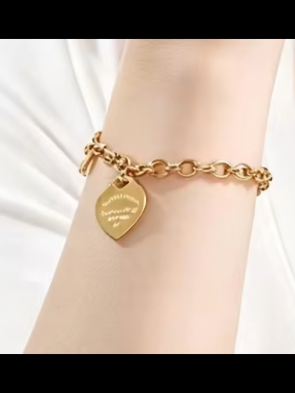 Gold Heart Charm Toggle Bracelet - Above All Else - Picture 2 of 6